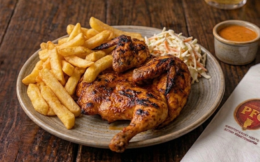 Spatchcock grilled chicken with pap